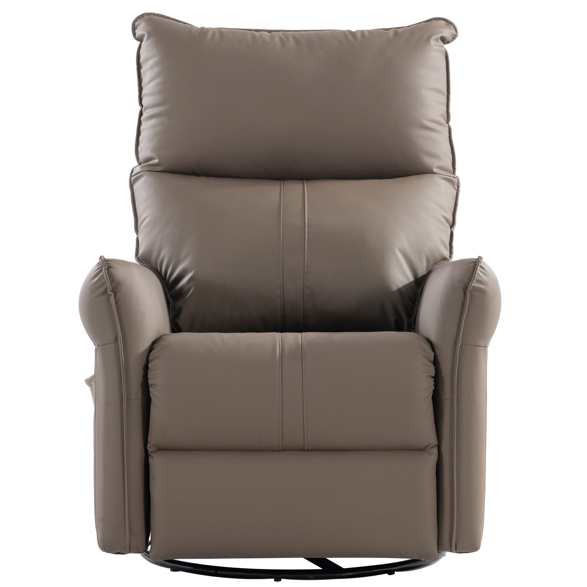 PU Rocking Recliner Chair, 360° Swivel Nursery Rocking Chair, Glider Chair, Modern Small Rocking Swivel Recliner Chair, Home Theater Seating, Side Pocket (Brown+360° Swivel) - 1st Choice Furniture Direct