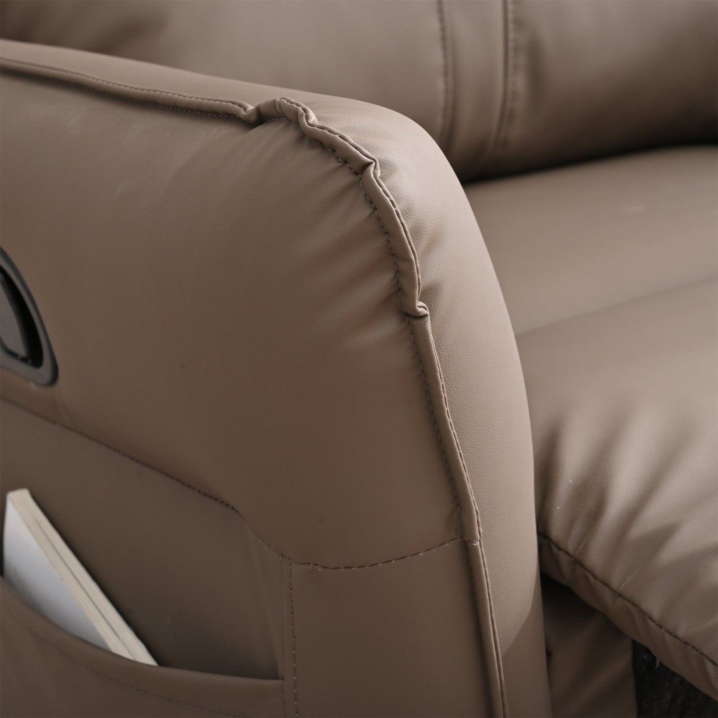 PU Rocking Recliner Chair, 360° Swivel Nursery Rocking Chair, Glider Chair, Modern Small Rocking Swivel Recliner Chair, Home Theater Seating, Side Pocket (Brown+360° Swivel) - 1st Choice Furniture Direct