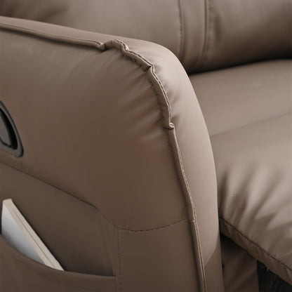 PU Rocking Recliner Chair, 360° Swivel Nursery Rocking Chair, Glider Chair, Modern Small Rocking Swivel Recliner Chair, Home Theater Seating, Side Pocket (Brown+360° Swivel) - 1st Choice Furniture Direct