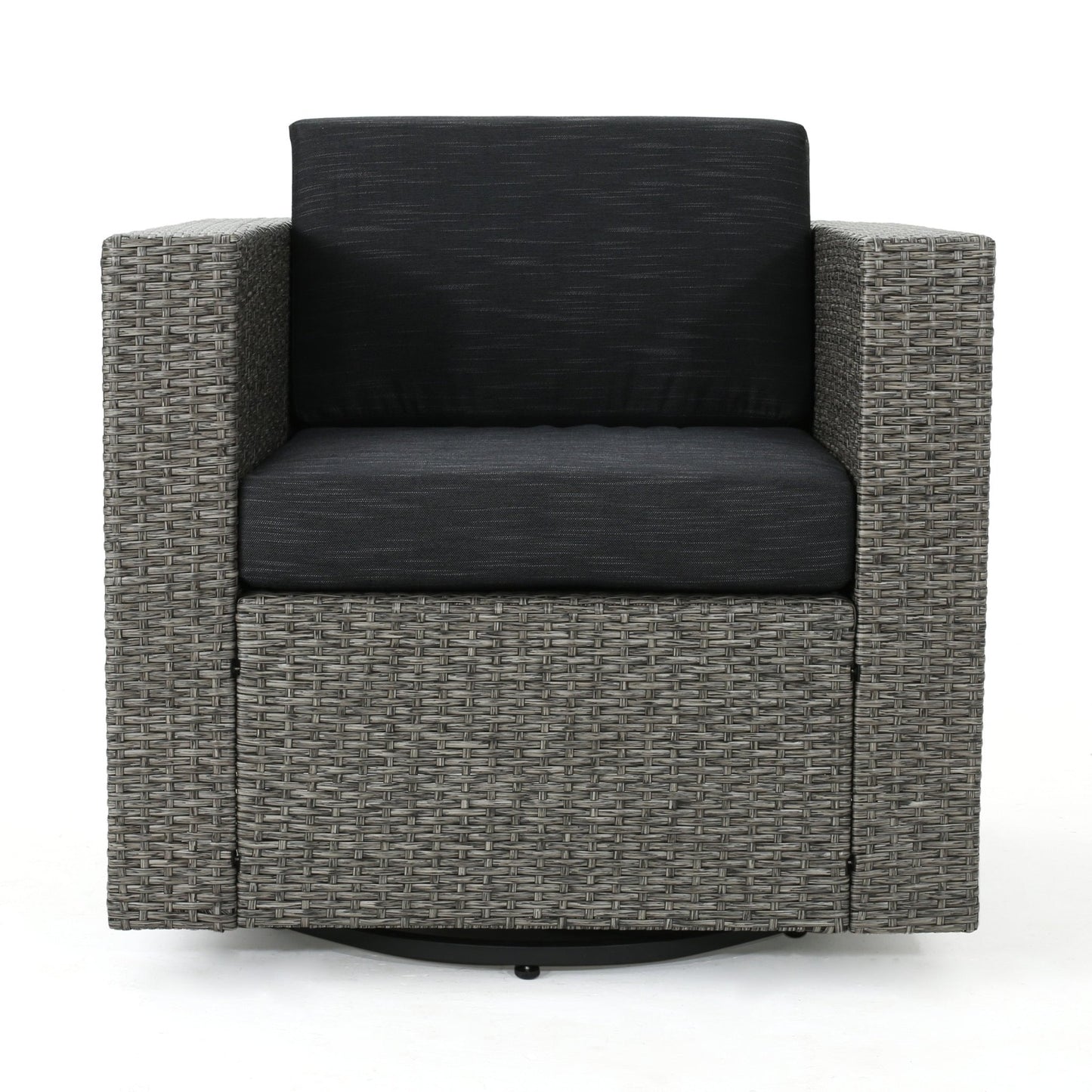 PUERTA MP1 Swivel Patio Chair with Cushions (Single, Mix Black / Dark Grey) - 1st Choice Furniture Direct