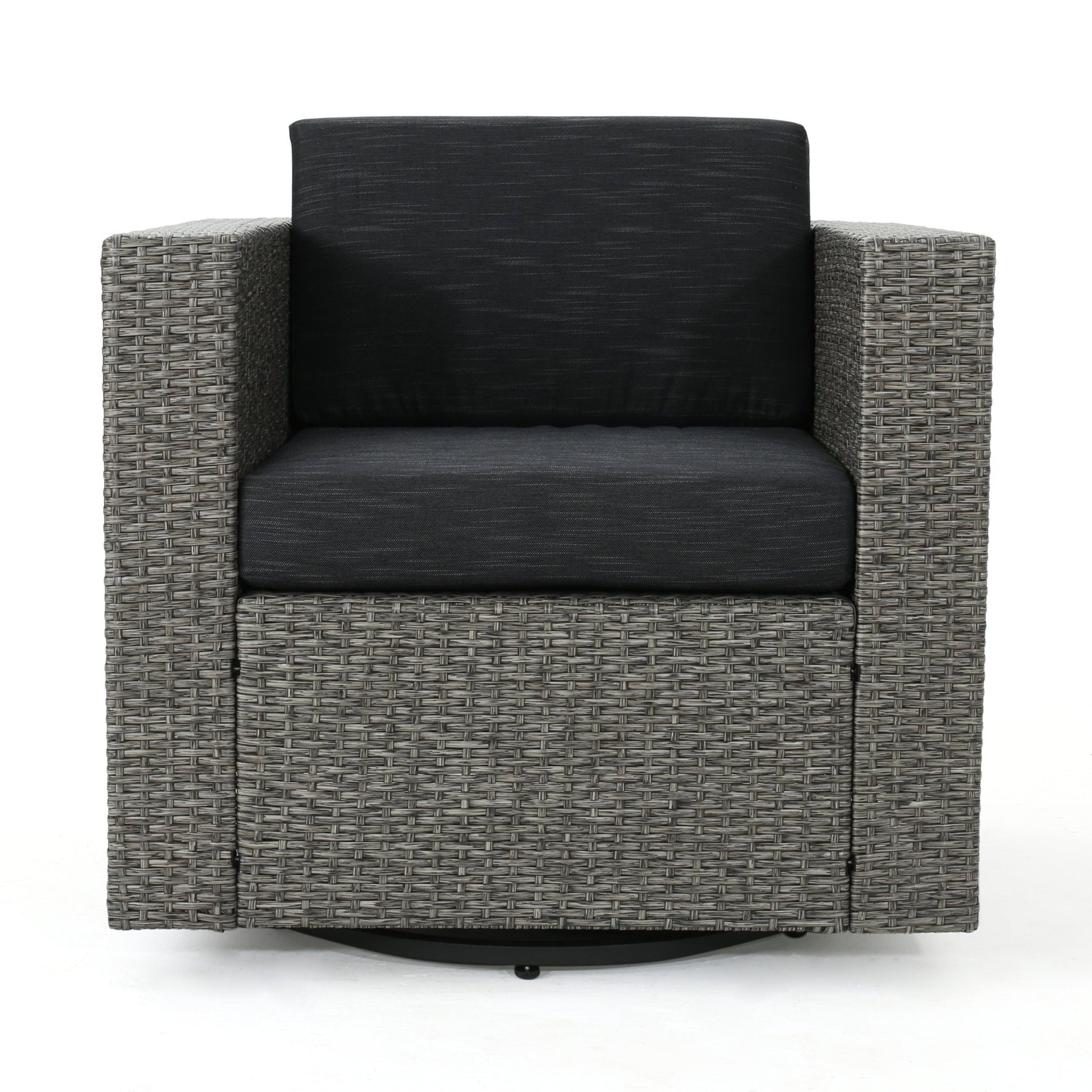 PUERTA MP1 Swivel Patio Chair with Cushions (Single, Mix Black / Dark Grey) - 1st Choice Furniture Direct