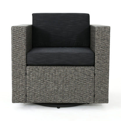 PUERTA MP1 Swivel Patio Chair with Cushions (Single, Mix Black / Dark Grey) - 1st Choice Furniture Direct