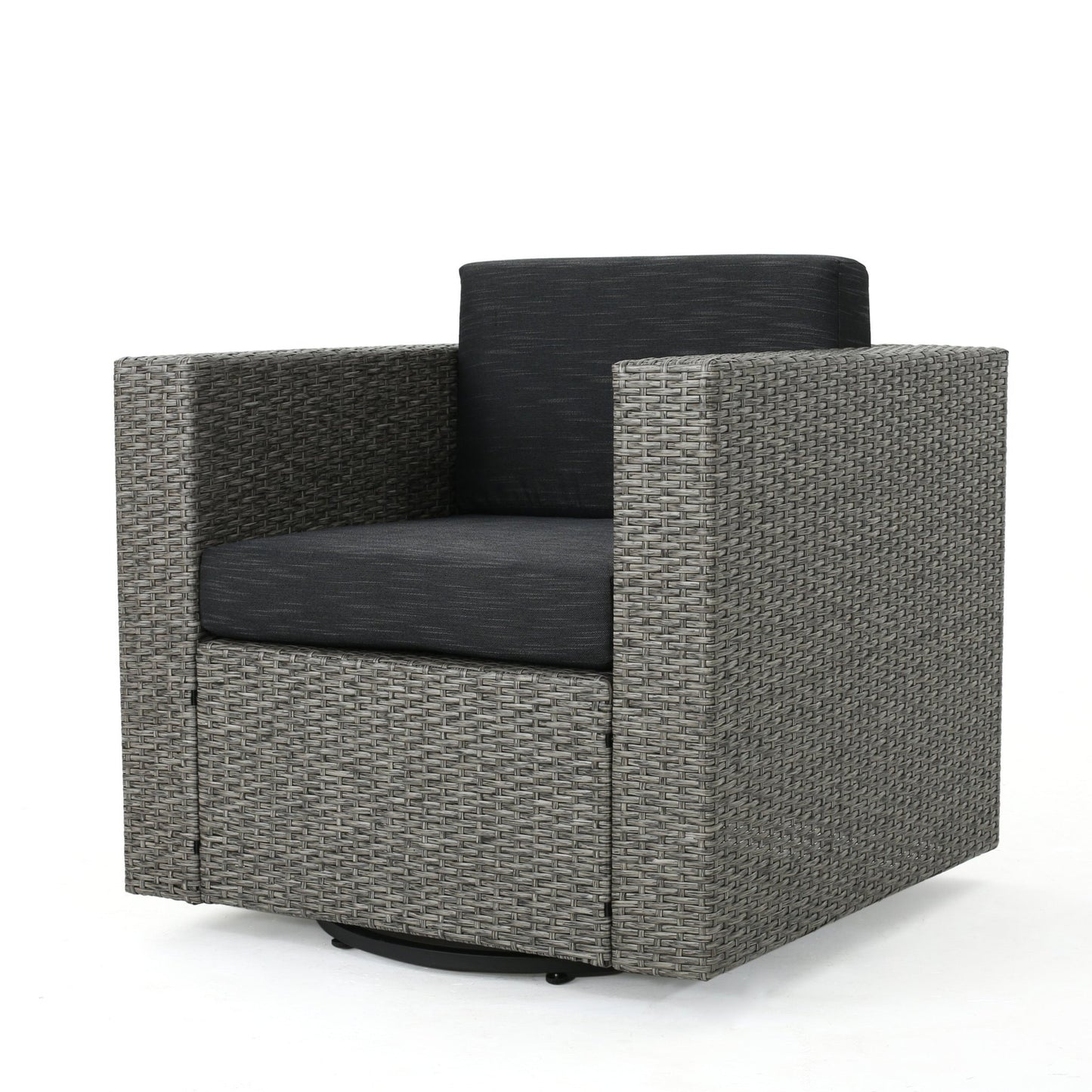 PUERTA MP1 Swivel Patio Chair with Cushions (Single, Mix Black / Dark Grey) - 1st Choice Furniture Direct