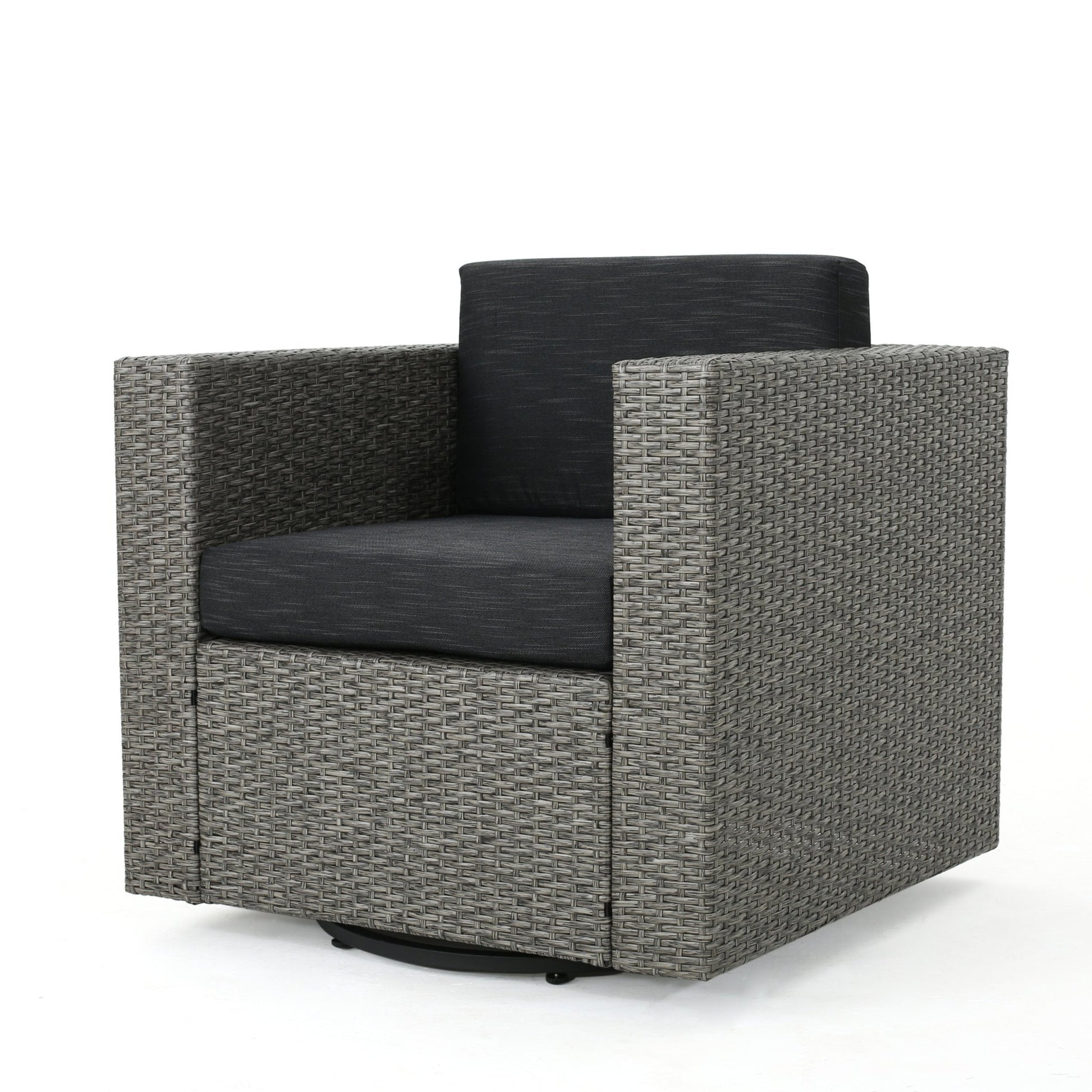 PUERTA MP1 Swivel Patio Chair with Cushions (Single, Mix Black / Dark Grey) - 1st Choice Furniture Direct