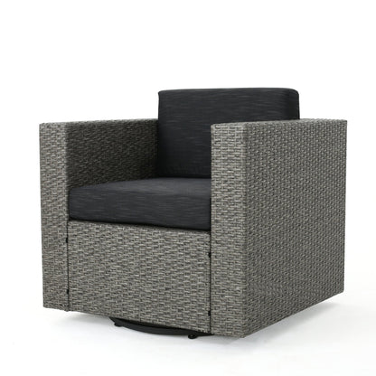 PUERTA MP1 Swivel Patio Chair with Cushions (Single, Mix Black / Dark Grey) - 1st Choice Furniture Direct