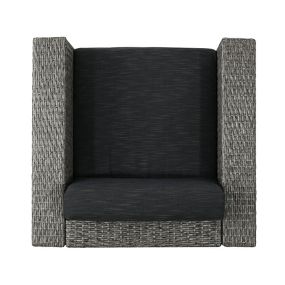PUERTA MP1 Swivel Patio Chair with Cushions (Single, Mix Black / Dark Grey) - 1st Choice Furniture Direct