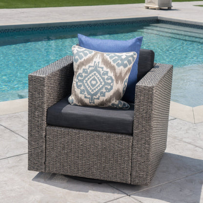 PUERTA MP1 Swivel Patio Chair with Cushions (Single, Mix Black / Dark Grey) - 1st Choice Furniture Direct