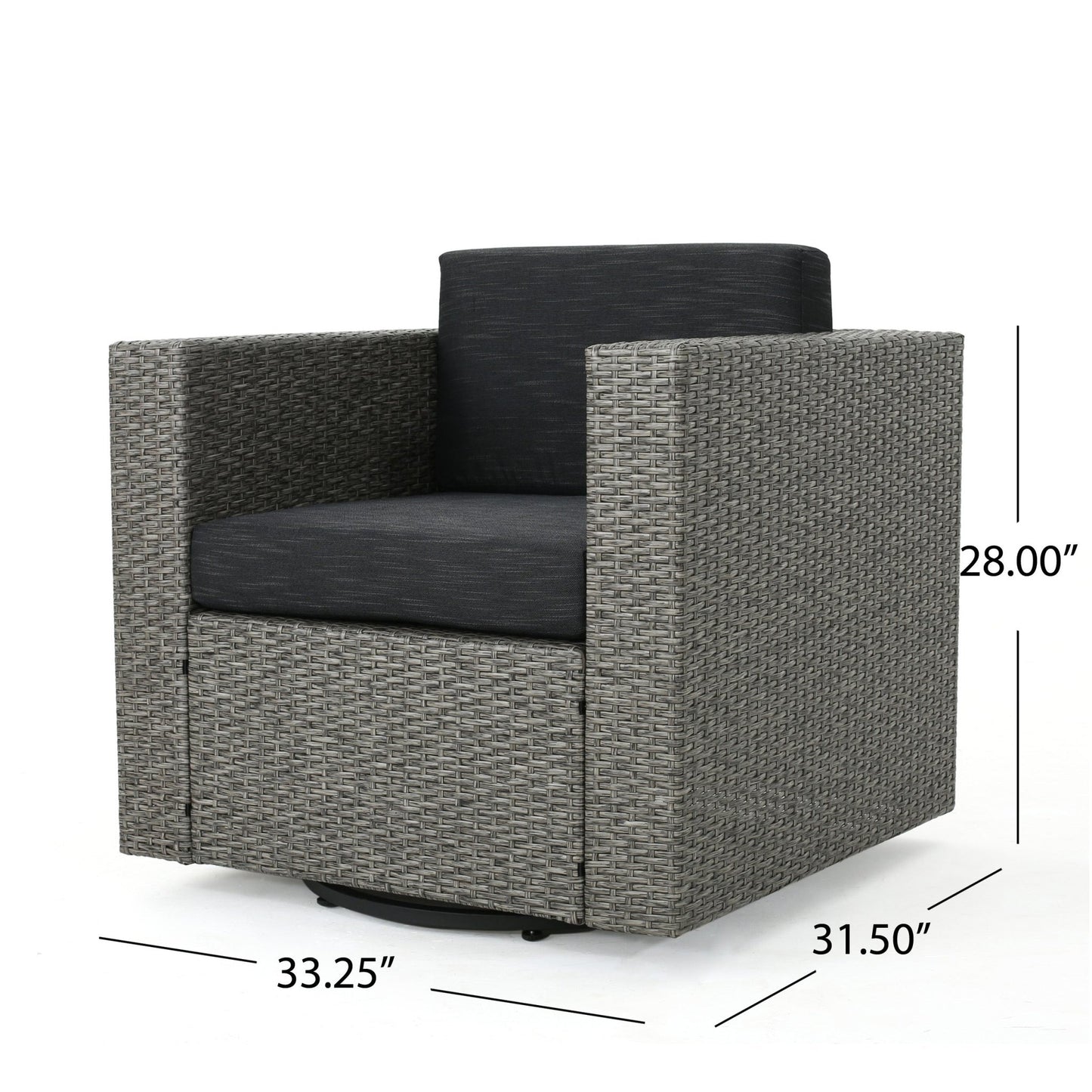 PUERTA MP1 Swivel Patio Chair with Cushions (Single, Mix Black / Dark Grey) - 1st Choice Furniture Direct