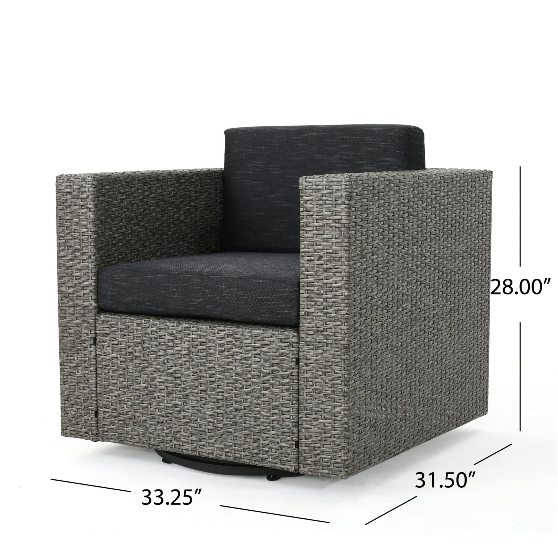PUERTA MP1 Swivel Patio Chair with Cushions (Single, Mix Black / Dark Grey) - 1st Choice Furniture Direct