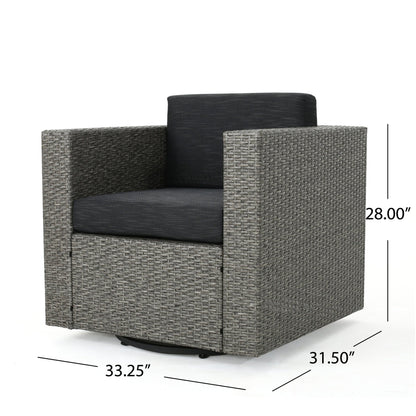 PUERTA MP1 Swivel Patio Chair with Cushions (Single, Mix Black / Dark Grey) - 1st Choice Furniture Direct