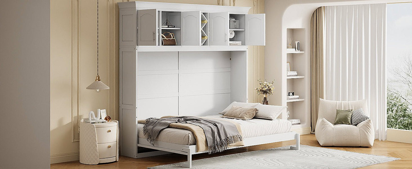 Queen Murphy Bed Cabinet with Storage | Space Saving Wall Bed in White - 1st Choice Furniture Direct