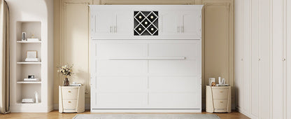 Queen Murphy Bed Cabinet with Storage | Space Saving Wall Bed in White - 1st Choice Furniture Direct