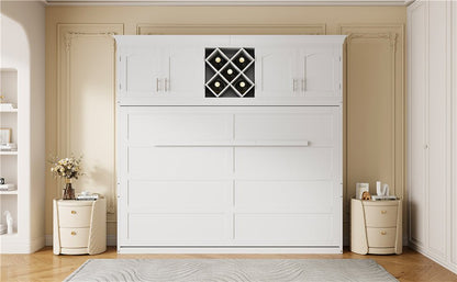 Queen Murphy Bed Cabinet with Storage | Space Saving Wall Bed in White - 1st Choice Furniture Direct