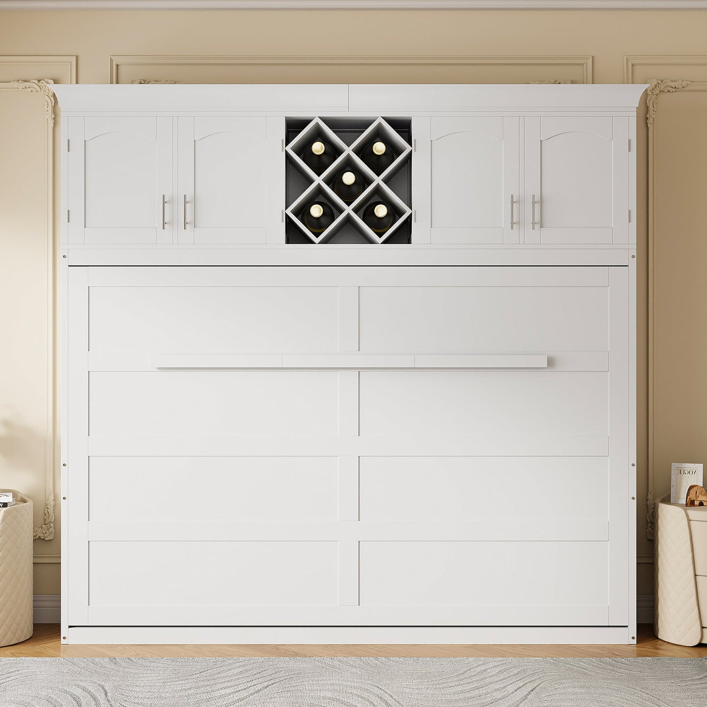 Queen Murphy Bed Cabinet with Storage | Space Saving Wall Bed in White - 1st Choice Furniture Direct