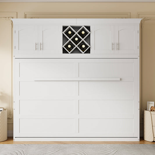 Queen Murphy Bed Cabinet with Storage | Space Saving Wall Bed in White - 1st Choice Furniture Direct