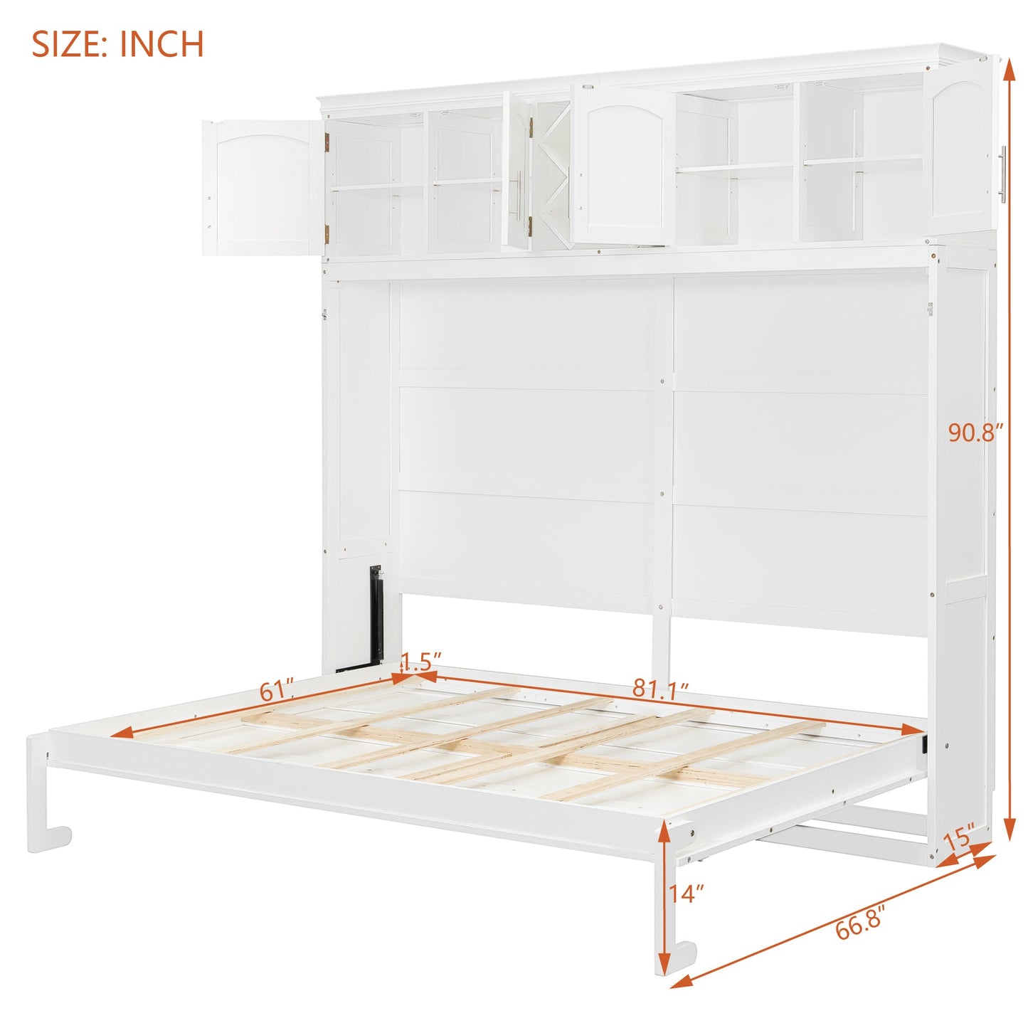 Queen Murphy Bed Cabinet with Storage | Space Saving Wall Bed in White - 1st Choice Furniture Direct