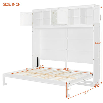 Queen Murphy Bed Cabinet with Storage | Space Saving Wall Bed in White - 1st Choice Furniture Direct