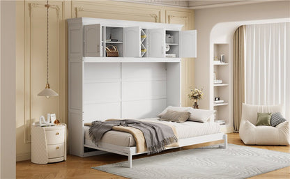 Queen Murphy Bed Cabinet with Storage | Space Saving Wall Bed in White - 1st Choice Furniture Direct