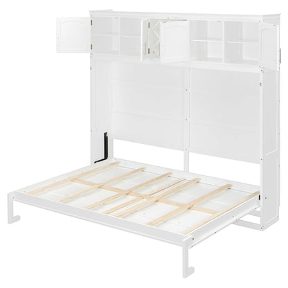Queen Murphy Bed Cabinet with Storage | Space Saving Wall Bed in White - 1st Choice Furniture Direct