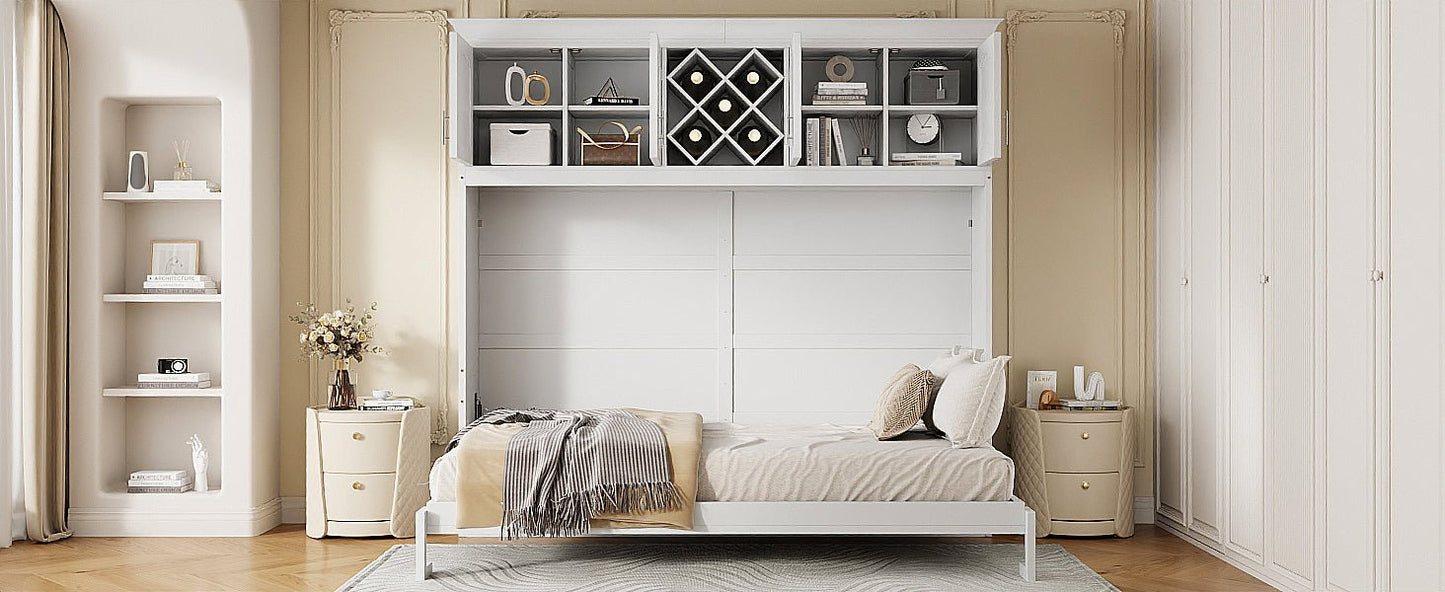 Queen Murphy Bed Cabinet with Storage | Space Saving Wall Bed in White - 1st Choice Furniture Direct