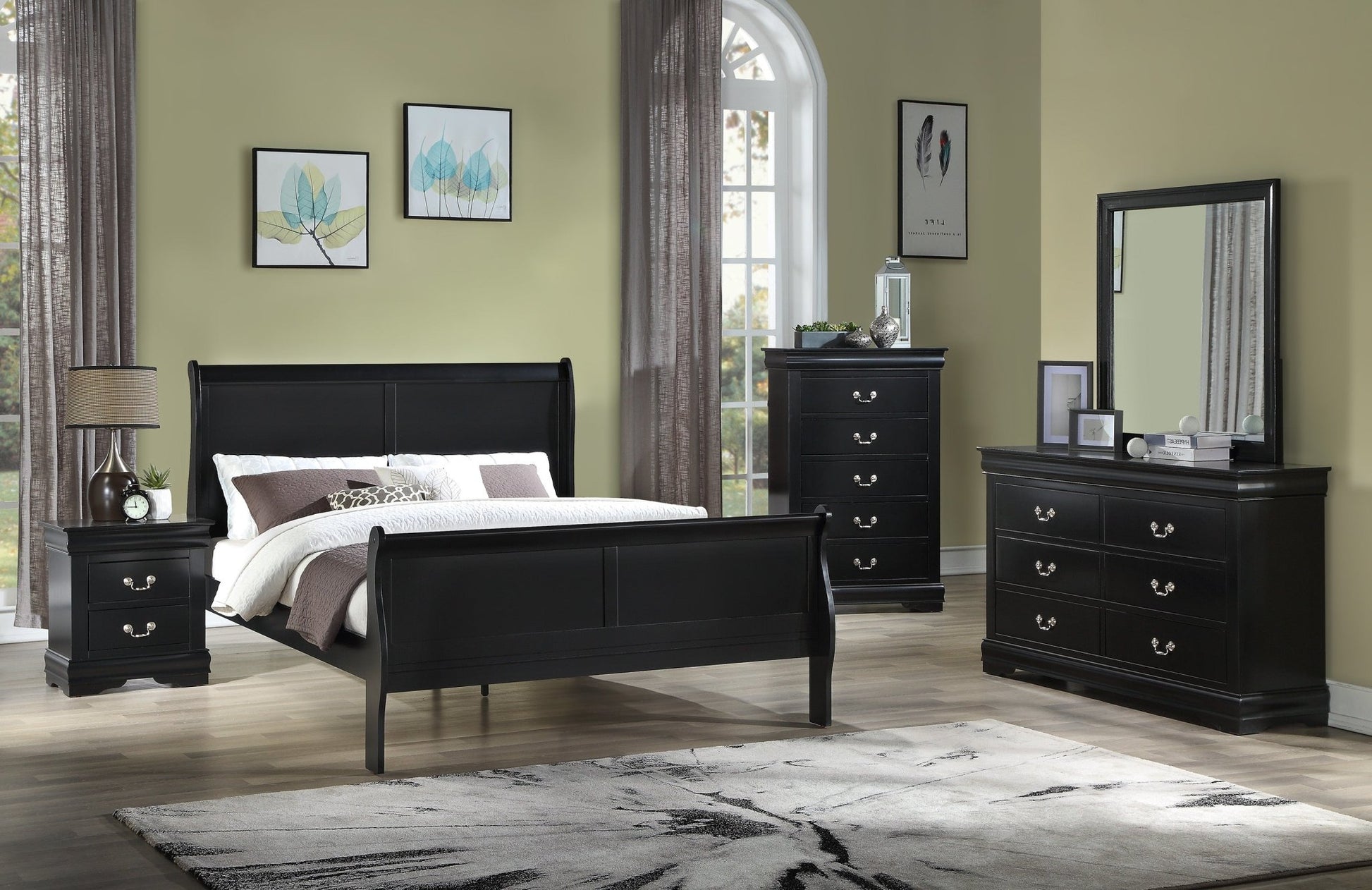 Queen Size Black Bed Frame – Louis Philip Solid Wood Bed - 1st Choice Furniture Direct