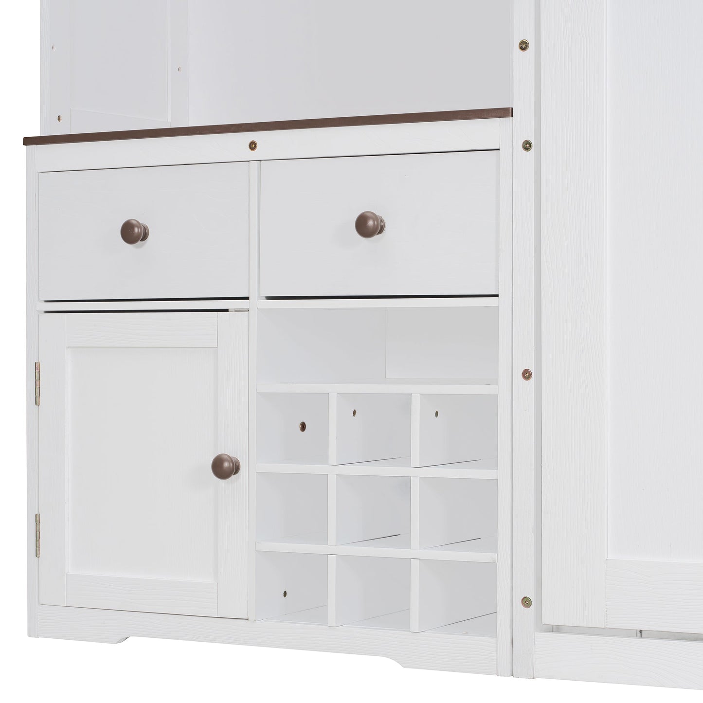 Queen Size Murphy Bed with Storage Cabinet, Wine Rack, Glass Holder, Drawers and Multi-Color LED Strip, White - 1st Choice Furniture Direct