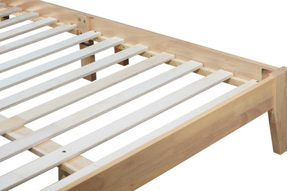 Queen Size Rubber Wooden, Solid Wooden Bed with Rattan Headboard, Enhanced by Support Feet,Oak White - 1st Choice Furniture Direct