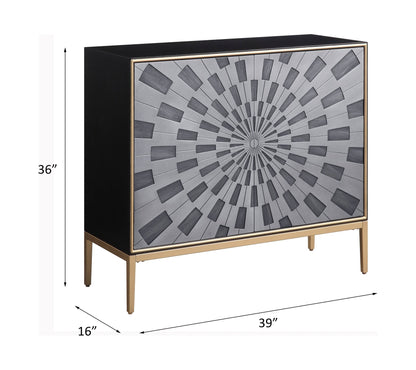 Quilla Black, Gray & Brass Finish Console Cabinet - 1st Choice Furniture Direct