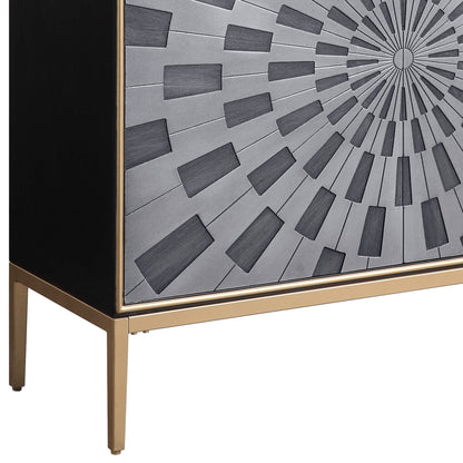 Quilla Black, Gray & Brass Finish Console Cabinet - 1st Choice Furniture Direct