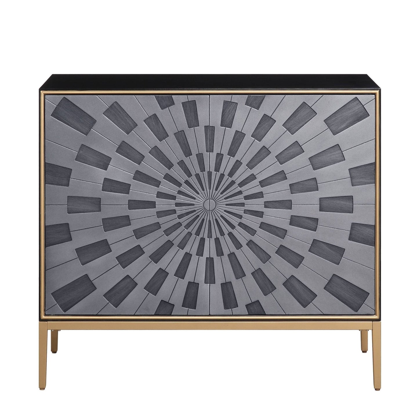 Quilla Black, Gray & Brass Finish Console Cabinet - 1st Choice Furniture Direct
