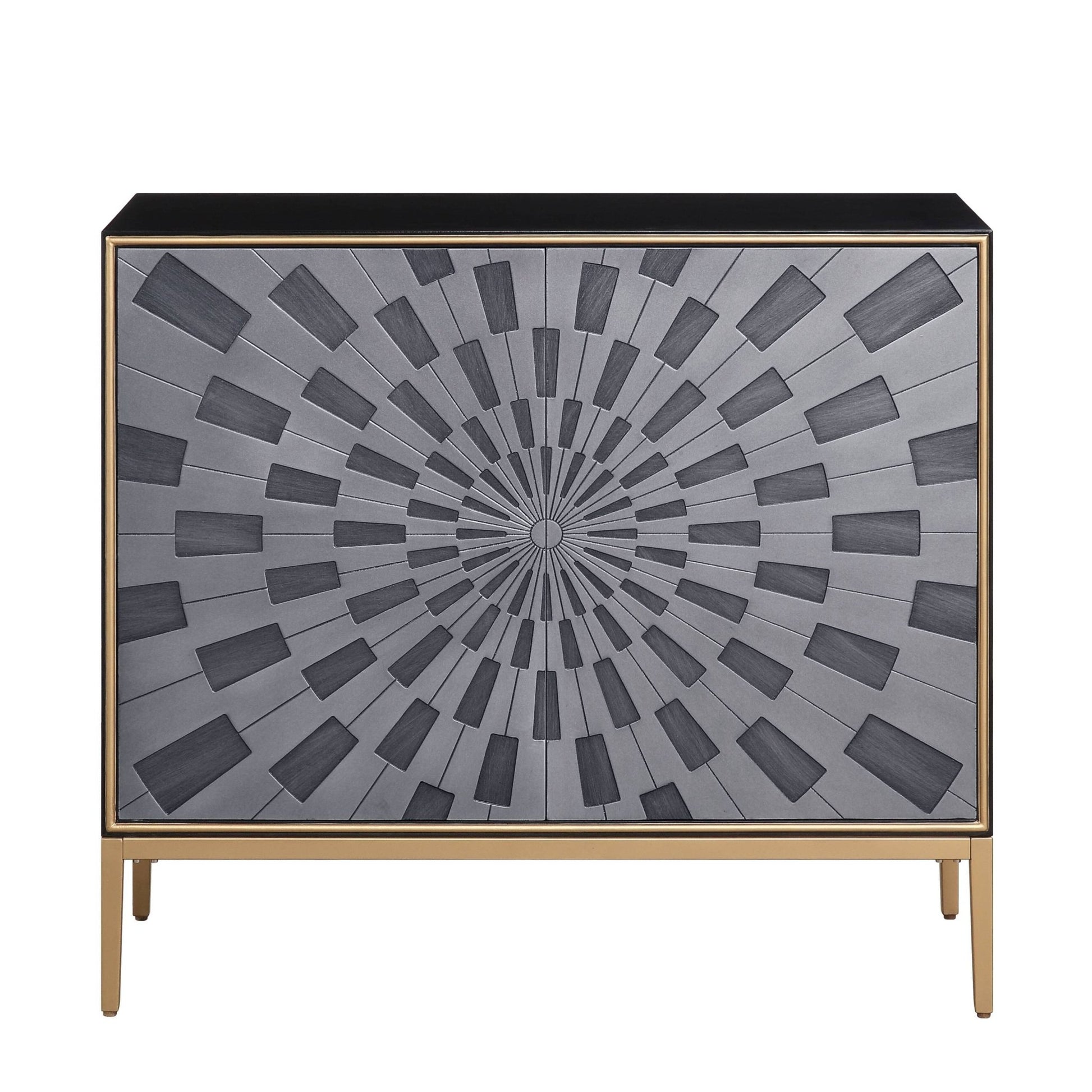 Quilla Black, Gray & Brass Finish Console Cabinet - 1st Choice Furniture Direct