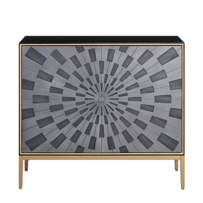 Quilla Black, Gray & Brass Finish Console Cabinet - 1st Choice Furniture Direct
