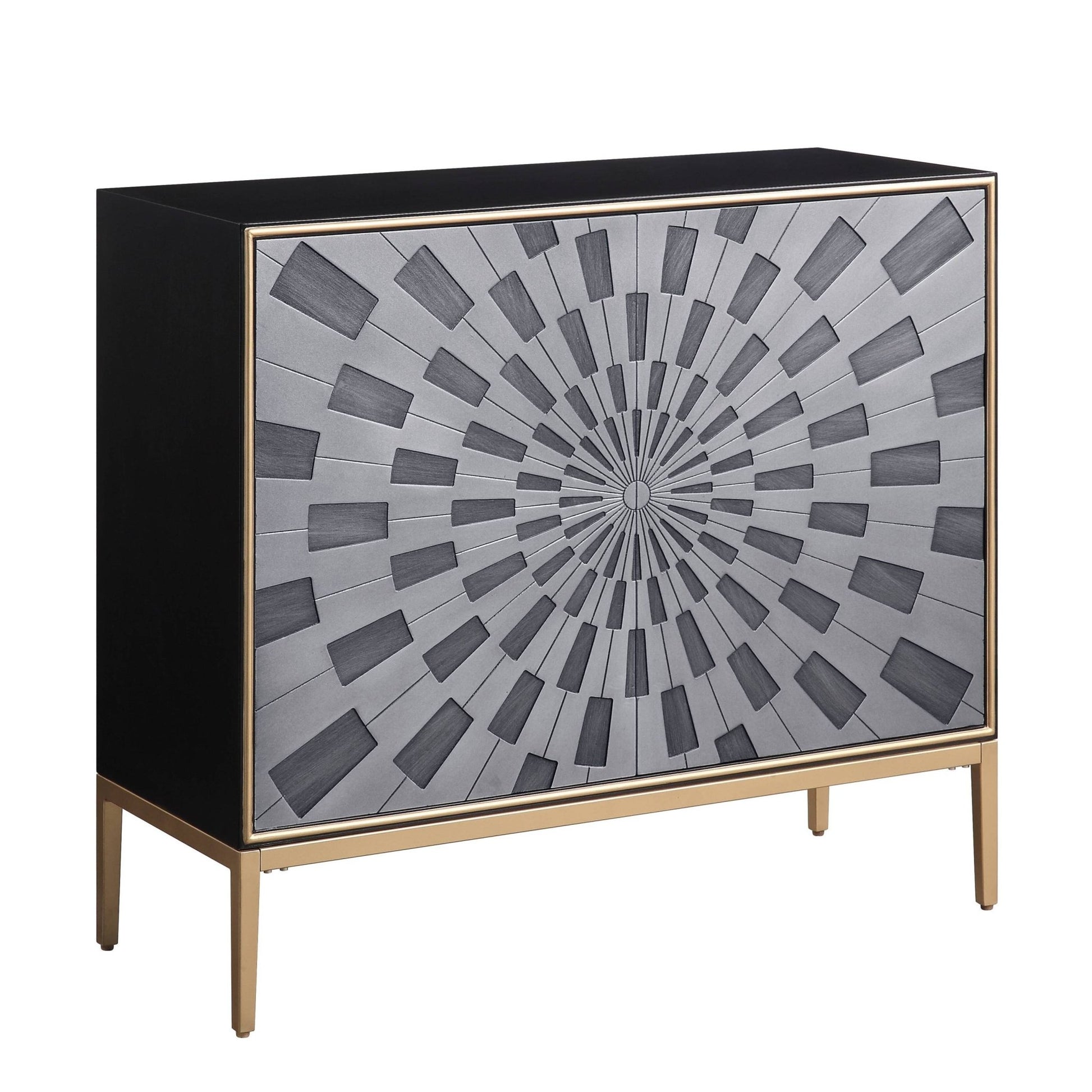 Quilla Black, Gray & Brass Finish Console Cabinet - 1st Choice Furniture Direct