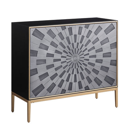 Quilla Black, Gray & Brass Finish Console Cabinet - 1st Choice Furniture Direct