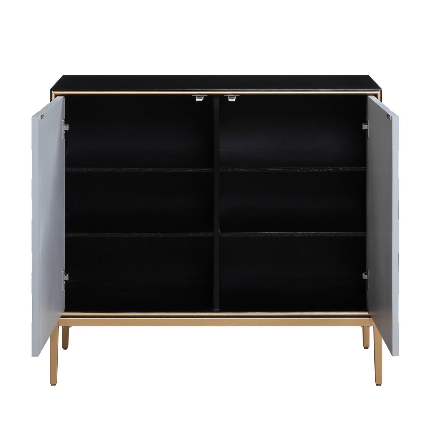 Quilla Black, Gray & Brass Finish Console Cabinet - 1st Choice Furniture Direct