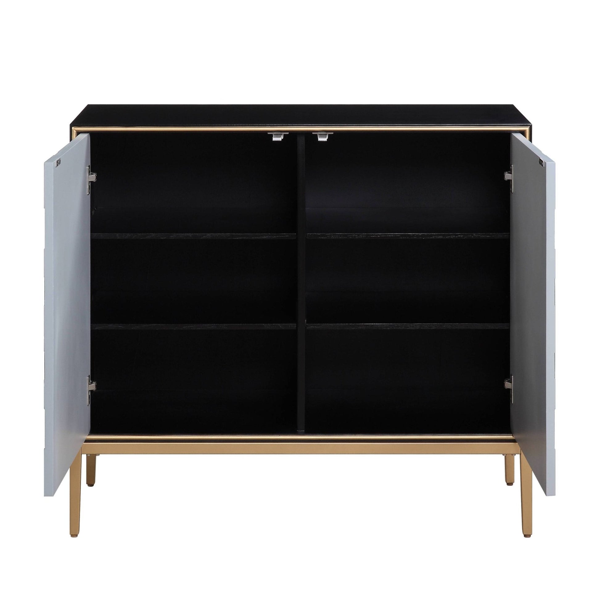 Quilla Black, Gray & Brass Finish Console Cabinet - 1st Choice Furniture Direct