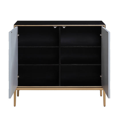 Quilla Black, Gray & Brass Finish Console Cabinet - 1st Choice Furniture Direct