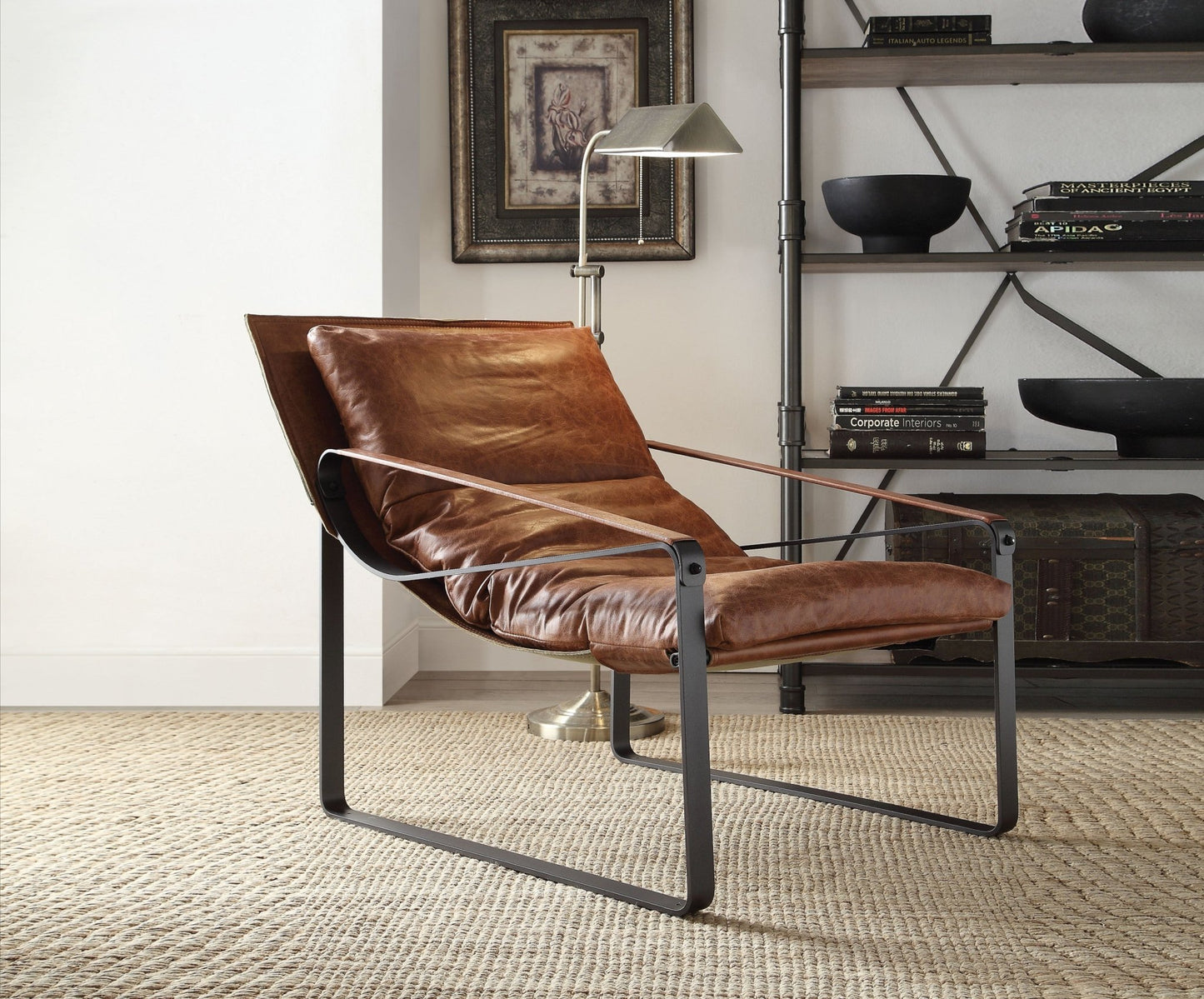Quoba Cocoa Top Grain Leather Accent Chair - 1st Choice Furniture Direct