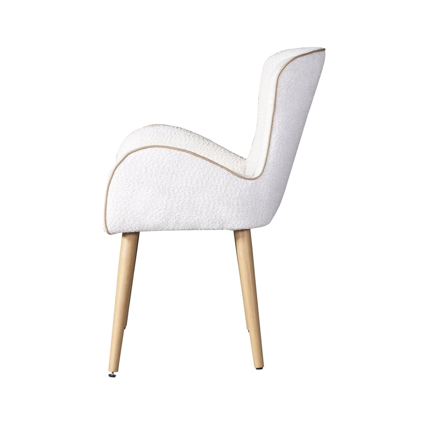 Qwin Beige Boucle & Oak Finish Side Chair (Set of 2) - 1st Choice Furniture Direct