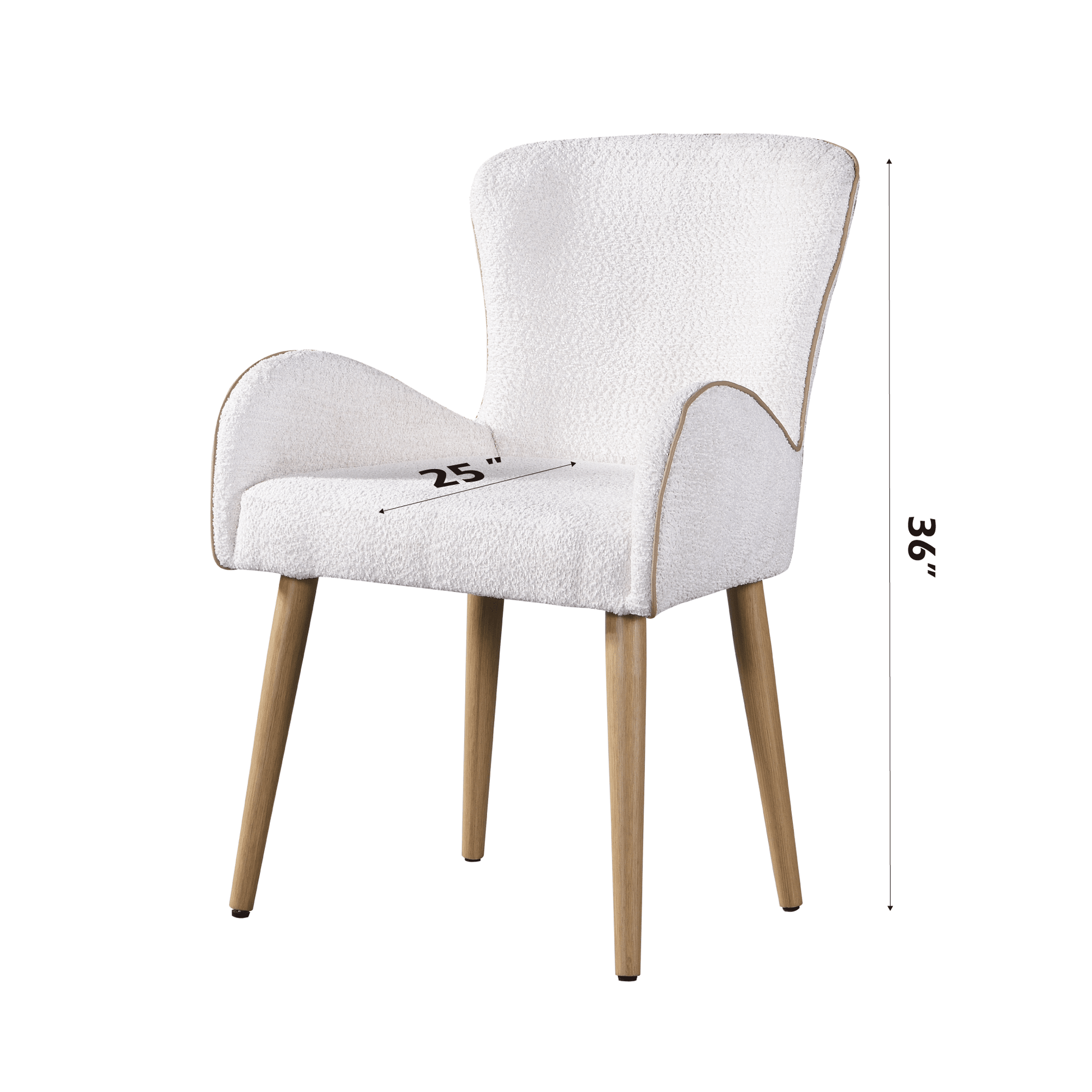 Qwin Beige Boucle & Oak Finish Side Chair (Set of 2) - 1st Choice Furniture Direct