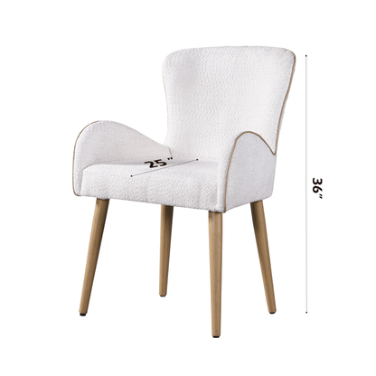 Qwin Beige Boucle & Oak Finish Side Chair (Set of 2) - 1st Choice Furniture Direct