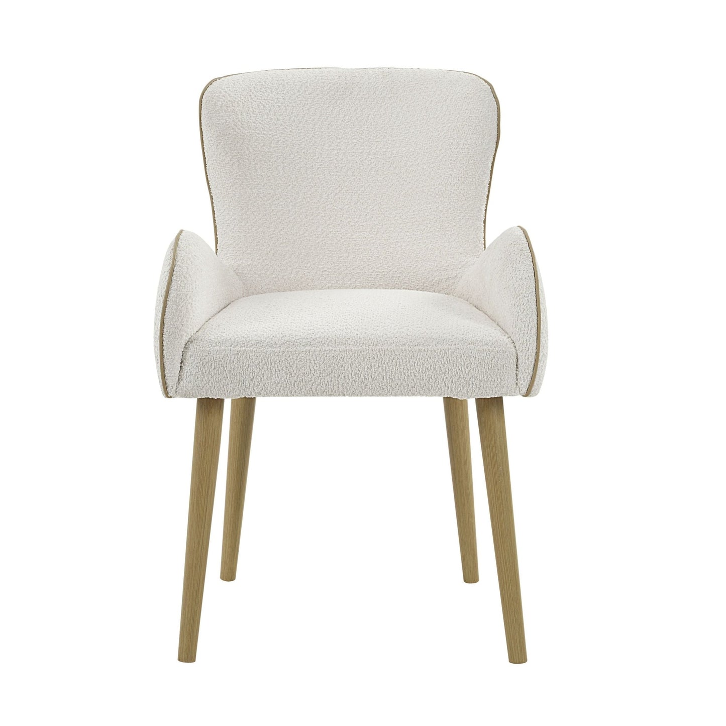 Qwin Beige Boucle & Oak Finish Side Chair (Set of 2) - 1st Choice Furniture Direct