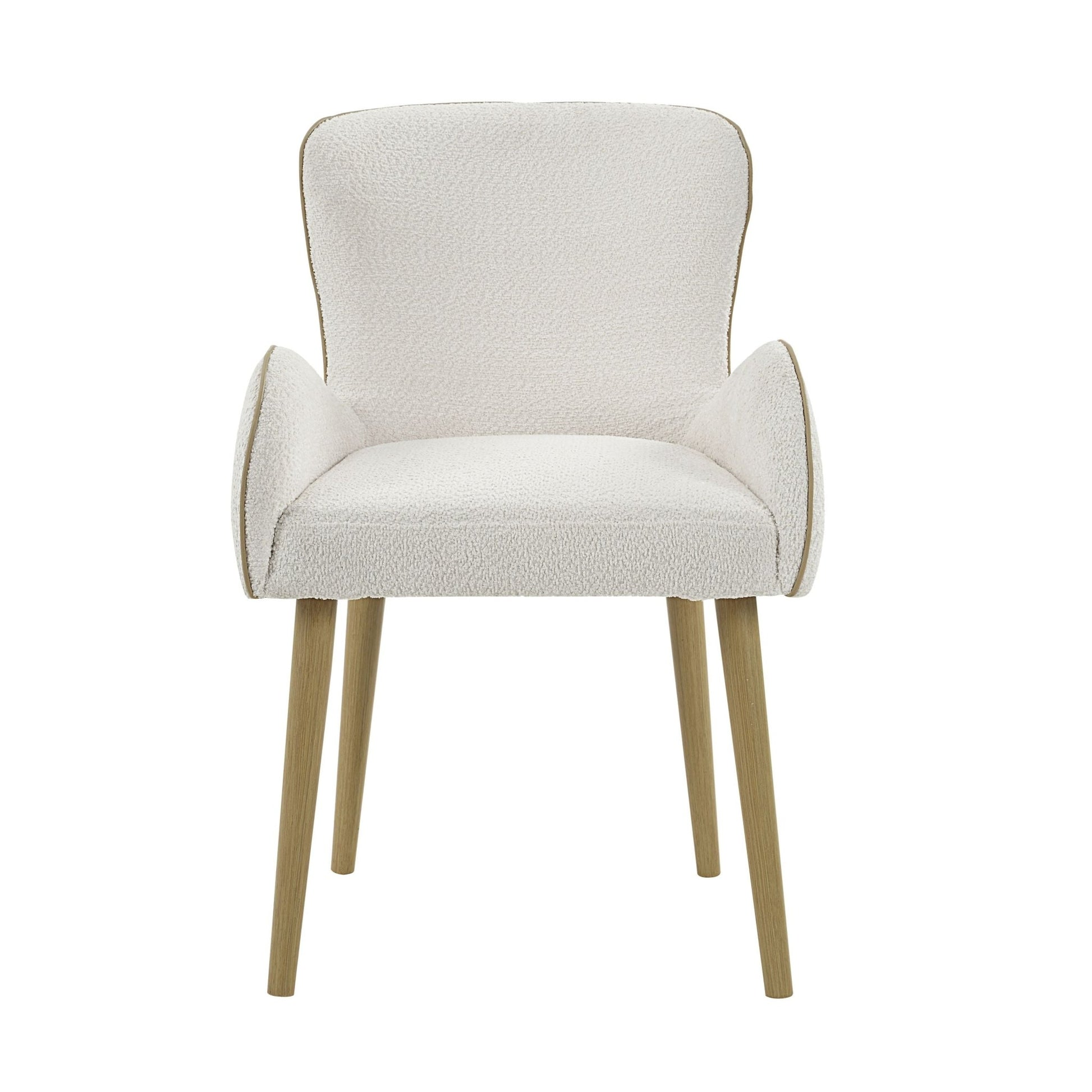 Qwin Beige Boucle & Oak Finish Side Chair (Set of 2) - 1st Choice Furniture Direct