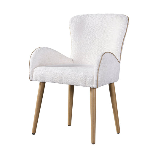 Qwin Beige Boucle & Oak Finish Side Chair (Set of 2) - 1st Choice Furniture Direct