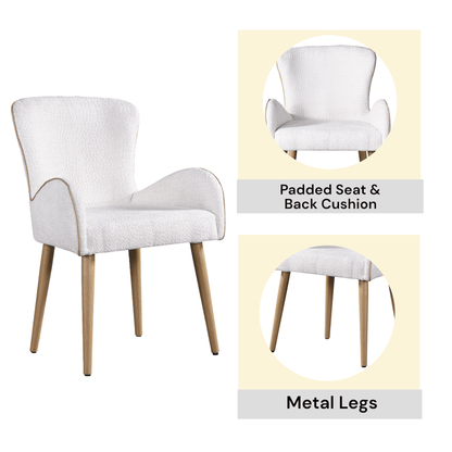 Qwin Beige Boucle & Oak Finish Side Chair (Set of 2) - 1st Choice Furniture Direct