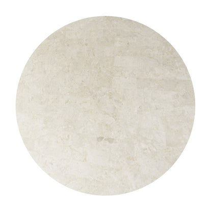 Qwin Natural Marble Top & Oak Finish Round Dining Table - 1st Choice Furniture Direct