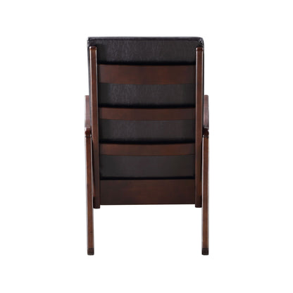Raina Dark Brown Synthetic Leather & Espresso Finish Rocking Chair with Foam Cushioning, 220lb Capacity - 1st Choice Furniture Direct