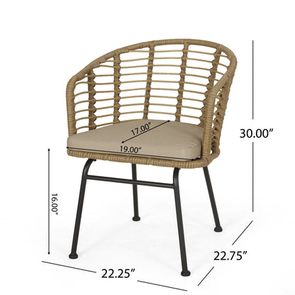 RANDY Modern Wicker Chair with Water-Resistant Cushions in Brown and Beige - 1st Choice Furniture Direct