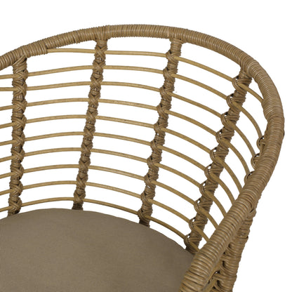 RANDY Modern Wicker Chair with Water-Resistant Cushions in Brown and Beige - 1st Choice Furniture Direct