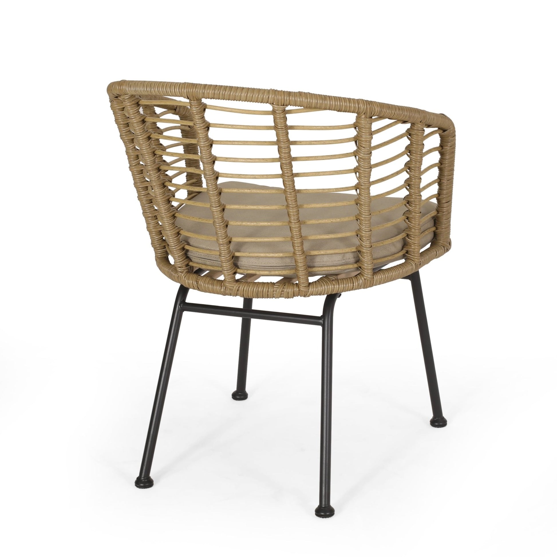 RANDY Modern Wicker Chair with Water-Resistant Cushions in Brown and Beige - 1st Choice Furniture Direct